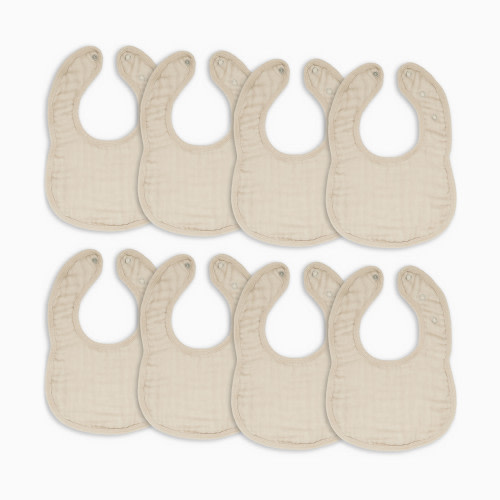Comfy Cubs Muslin Bibs with Adjustable Snaps (8 Pack) - Sand, 8