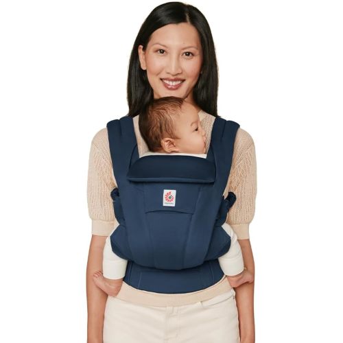 Ergobaby Omni Deluxe Baby Carrier Newborn to Toddler - Breathable Baby Carriers for Summer - All-Position Carrier with Enhanced Lumbar Support & Airflow (7-45 Pounds), Cotton, Midnight Blue