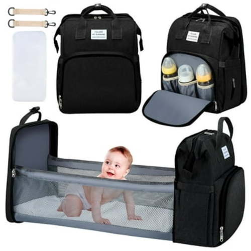 Caveen Waterproof Multifunctional Diaper Bag with Changing Pad, Black