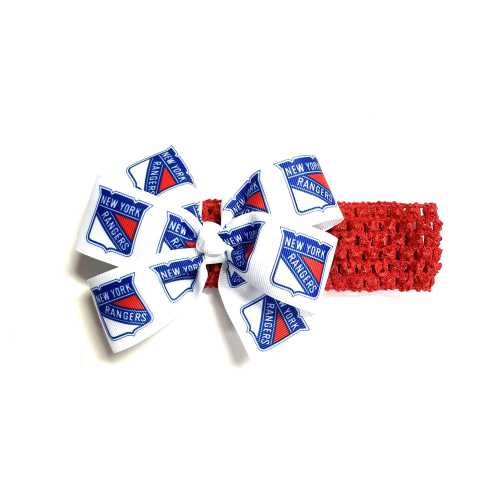 Baby Girls NY Rangers Headband Newborn Girl 5&quot; New York Rangers Hockey Hair Bow