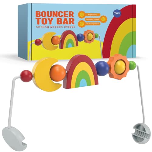 Durabasics Toy Bar Compatible with Baby Bjorn Bouncer Toy Bar - Engaging Colorful Shapes - All Wood - Spinnable - Nature-Inspired Figures Bar Compatible with Baby Bjorn Bouncer