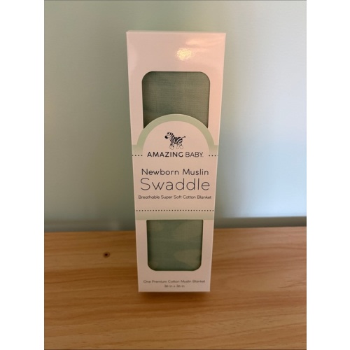 Amazing Baby Sage Green Newborn Muslin Swaddle