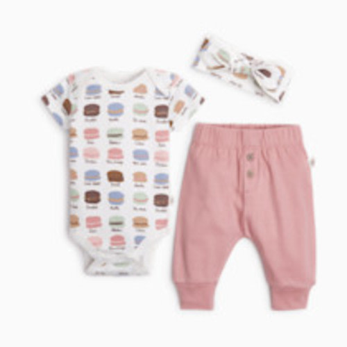 Tiny Kind Organic Cotton 3-Piece Set - Macaroons, 0-3 M