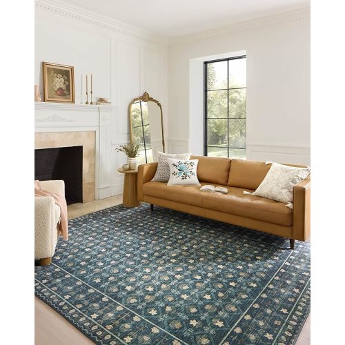 Loloi Rifle Paper Co. Eden Collection EDE-03 Lattice Indigo 7'-6" x 9'-6" Area Rug