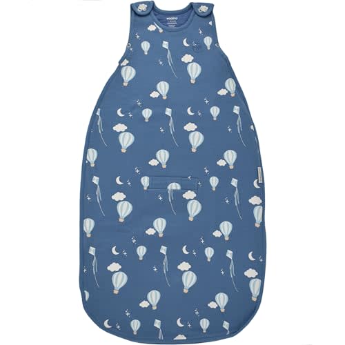 Woolino 4 Season Baby Sleep Sack - Ultimate Baby Sleeping Bag - Merino Wool and Organic Cotton Two-Way Zipper Adjustable Universal Size Sleep Sack (2-24 Months) - Hot Air Balloon