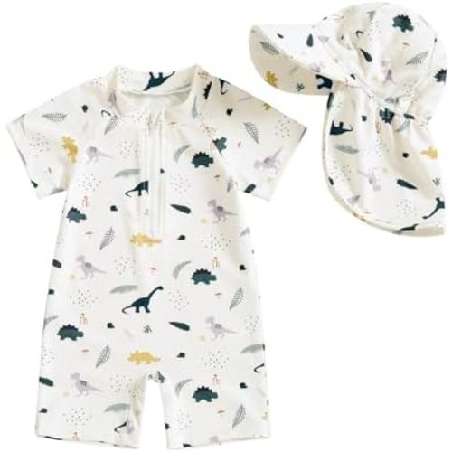 Hnyenmcko Infant Baby Boy Girls Rash Guard Swimsuit Short Sleeve Zipper Bathing Suit Toddler One Piece Swimwear Sunsuit
