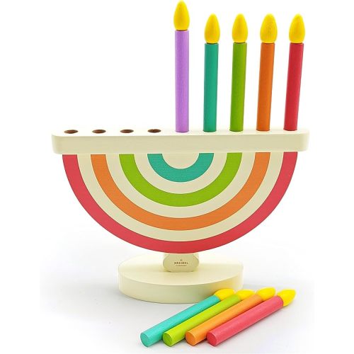 Hanukkah Children's Wooden Chanukah Menorah with Removable Candles (Single)