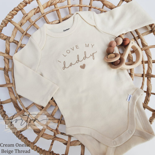 Embroidered I Love My Daddy ONESIES® brand, hello daddy ONESIES® brand, husband pregnancy announcement, Mom Dad 110