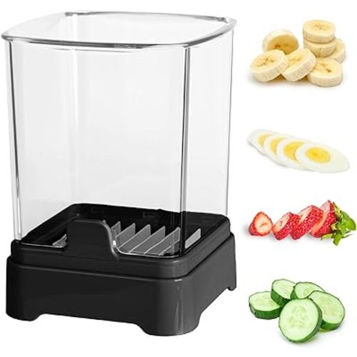 Fruit Slicer Cup - Strawberry, Banana, Grape Cutter, Egg Slicer for Hard Boiled Eggs - Detachable Fruit Slicer with Push Plate - Rapid & Safe Slicing Kitchen Gadgets for Easy Food Prep (Black)