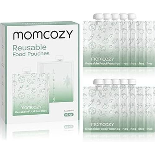 Momcozy Reusable Baby Food Pouches for Toddlers,BPA Free Plastic,Food Safe,Freezer Safe,Refillable for Applesauce Yogurt & Puree Squeeze Pouch,10 packs,7oz