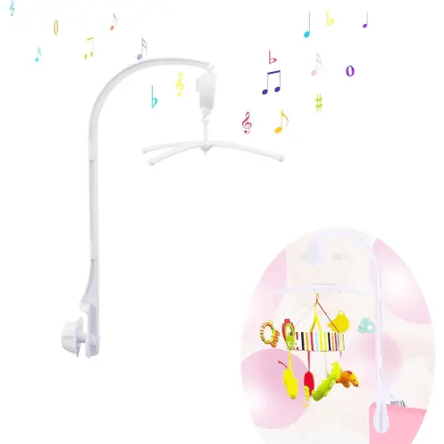 26inch White Baby Crib Mobile Music Box Bed Bell Toy Holder Arm Bracket Nut Screw Music Box Holder Set Parts for Baby Bed Perambulator (Without Dolls)