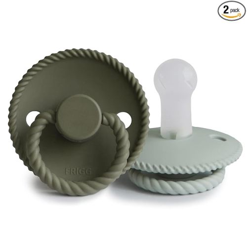 Frigg Rope SilkySoft Silicone Baby Pacifier | Made in Denmark | BPA-Free (Olive/Sage, 6-18 Months)