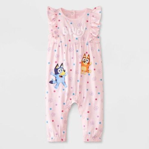 Baby Girls' Bluey Floral Jumpsuit - Pink, Size: Newborn