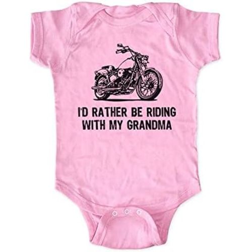 I'd rather be riding with my Grandma - biker cute funny baby bodysuit birth announcement