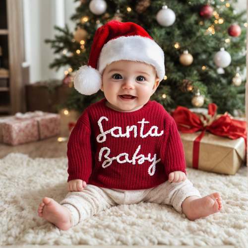 Personalized Baby Name Sweater,Custom Christmas Baby Sweater With Name,Santa Baby Outfit,Baby Shower Gift,Christmas Baby Gift,Gift For Baby