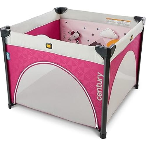 Century Play On 2-in-1 Playard and Activity Center | Playpen Includes Soft Toys and Zippered Door