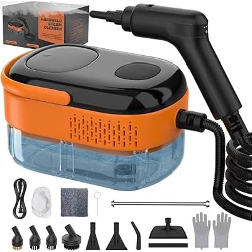 Steam Cleaner for Home & Car-2500W Portable Handheld Steamer for Cleaning with 3-Level Handle, 15s Heat-Up, Large Tank, 16 Accessories - Clean Grease, Grout, Tile, Floor, Couch, Dirt, Furniture