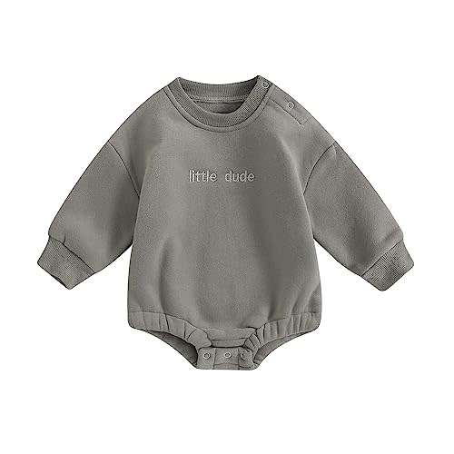 VISGOGO Newborn Infant Baby Boy Girls Oversized Romper Little Dude Sweater Onesie Coming Home Outfit Neutral Clothes