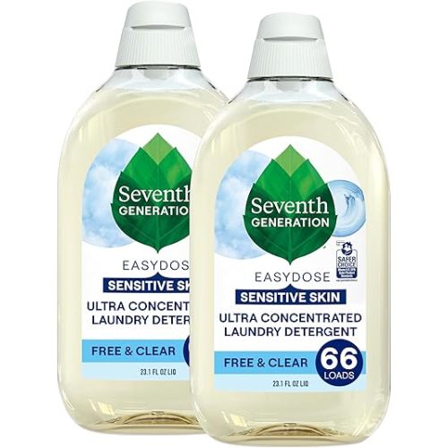 Seventh Generation Laundry Detergent, Ultra Concentrated EasyDose, Free & Clear, 23.1 Fl Oz (Pack of 2) (Packaging May Vary)