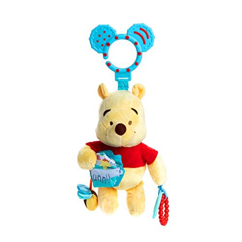 KIDS PREFERRED Disney Baby Winnie The Pooh Multi Sensory Activity Toy with Teethers, Crinkle Textures, and Clip for On The Go Fun for Infant and Baby Boys and Girls