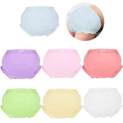 Oscscso 7 Pcs Baby Bloomers Ruffled Diaper Covers for Baby Girls Comfortable and Breathable Cotton Toddler Girls Shorts Briefs Underwear Multicolor