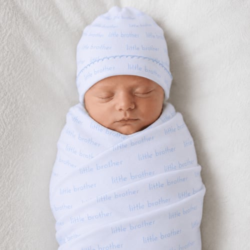 Baby Boy Little Brother Swaddle Set