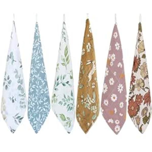LifeTree Baby Muslin Washcloths, Soft 6 Pack Baby Wash Cloths