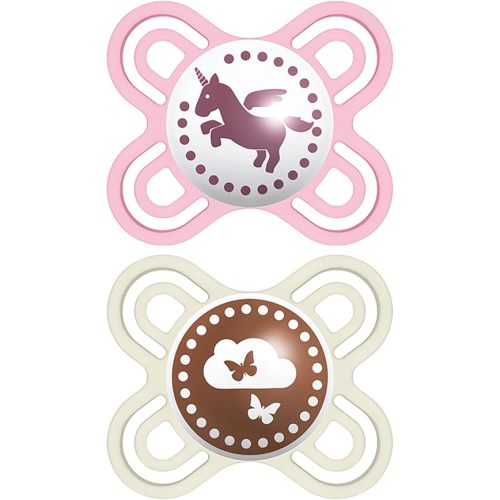 MAM Perfect Baby Pacifier, Patented Nipple, Developed with Pediatric Dentists & Orthodontists, Girl, 0-3 Months (Pack of 2)