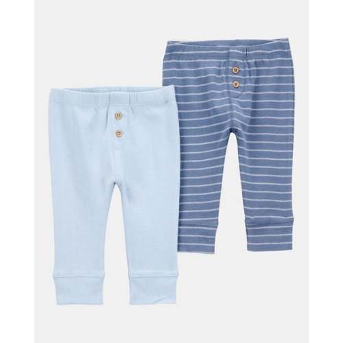 Baby Boy 2-Pack Pull-On Pants - Blue (Size NB)