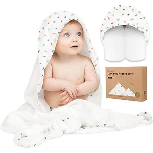 KeaBabies Hooded Baby Towel for Newborn - Viscose Derived from Bamboo Large Baby Bath Towels with Hood for Boys, Girls, Toddler, Extra Absorbent & Soft Newborn Bath Essentials (Wildscape)