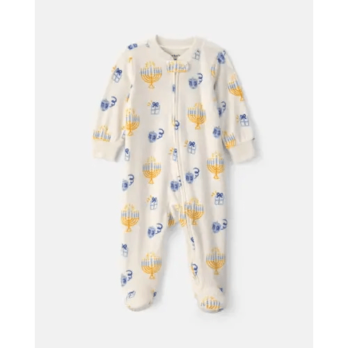 Baby Hanukkah 2-Way Zip DreamPlush Sleep & Play Pajamas - Cream | Carter's