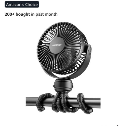 Gaiatop Mini Portable Stroller Fan, Battery Operated Small Clip on Fan, Detachable 3 Speed Rechargeable 360° Rotate Flexible Tripod Cooling Fan for Car Seat Crib Treadmill Travel Black : Amazon.com.au: Baby