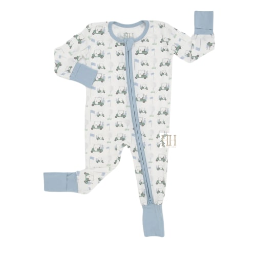 Boys Blue Finding Fairways Double Zipper Romper