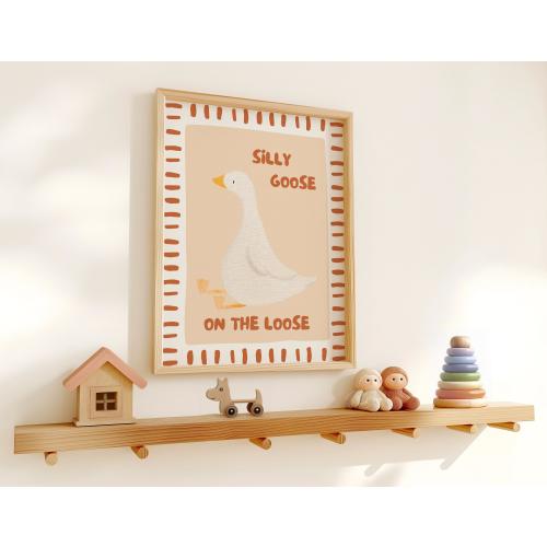 Silly Goose on the Loose Wall Art Printable | Funny Nursery Decor | Goose Poster for Kids Room | Playroom Printable | Digital Download
