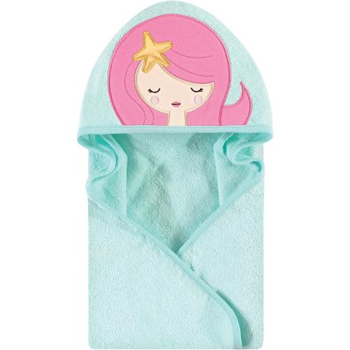 Hudson Baby Unisex Baby Cotton Animal Face Hooded Towel, Mermaid, One Size