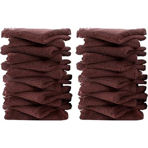 24 Pack Baby Washcloths - Ultra Soft Absorbent Wash Cloths for Baby and Newborn, Gentle on Sensitive Skin for Face and Body, 8" by 8", Wood Brown