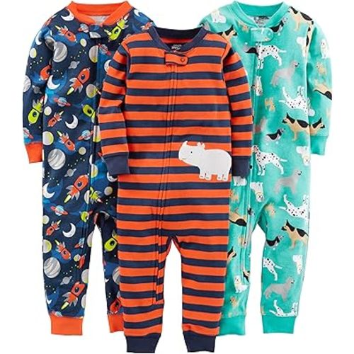 Simple Joys by Carter's Baby Boys' 3-Pack Snug Fit Footless Cotton Pajamas