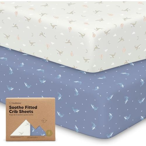 KeaBabies 2-Pack Organic Crib Sheets for Boys, Girls, Jersey Fitted Baby Crib Sheets Neutral, Cotton Breathable Crib Sheet, Cute Printed Crib Mattress Sheet, Baby Mattress Sheets (Marine Muse)