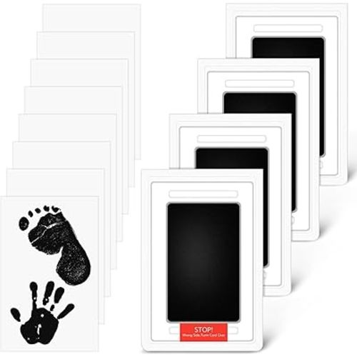 Baby Footprint Kit, 4-Pack Inkless Hand and Footprint Kit, Clean-Touch Baby Hand and Footprint Kit Dog Paw Print Kit Dog Nose Print Kit for Newborn and Pet, 4 Ink Pads and 8 Imprint Cards
