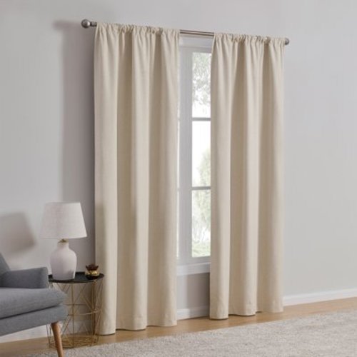Mainstays Linen Look Blackout Curtain Panels, Set of 2, Beige, 37"W x 84"L