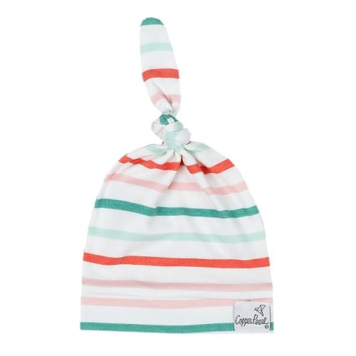 Copper Pearl Baby Beanie Hat Top Knot Stretchy Soft Tinsel