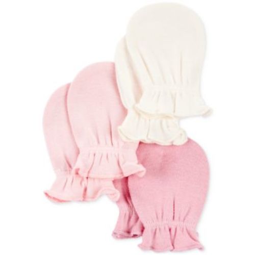 Baby Girls Cotton Mittens, 3 Pack