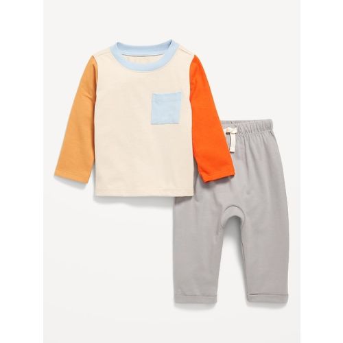 Long-Sleeve Pocket T-Shirt and Pants Set for Baby