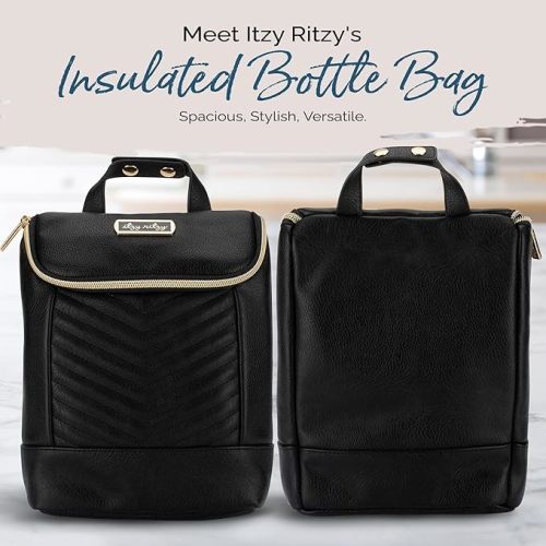Itzy Ritzy Insulated Bottle Bag – Keeps Bottles Warm or Cool - Holds 3 Bottles and Features Interior Pocket For Ice Pack (Not Included), Jetsetter