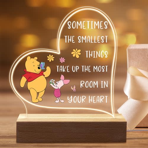 Cgvovgr Funny Acrylic Engraved Night Light Gifts for Grandma, Night Lamp with Pooh Bear Cartoon Design, for Birthday Christmas Valentines Day Gift for Friends Sister Son Daughter