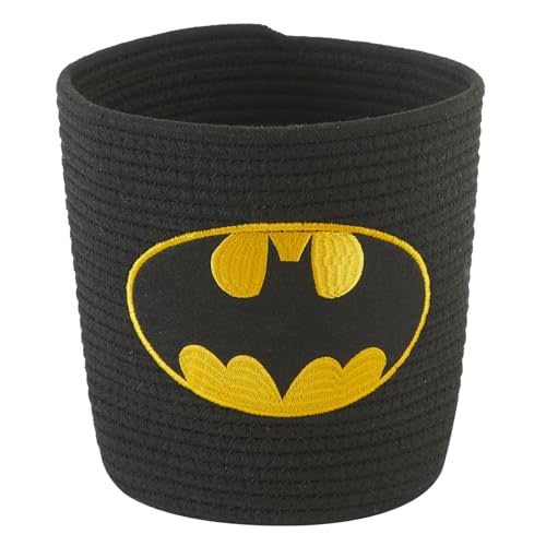 Idea Nuova Batman Rope Storage Basket,10" H x 10" W, Decorative and Functional Organizer for Kids Room or Nursery
