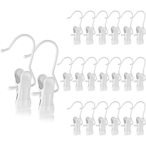 Boot Hanger for Closet, Laundry Hooks with Clips, Boot Holder, Hanging Clips, Portable Multifunctional Hangers Single Clip Space Saving for Jeans, Hats, Tall Boots, Towels (White, 48 Pieces)