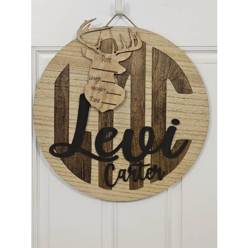 Hospital door hanger, monogram new baby door hanger, personalized new baby door sign, birth stat door sign, birth announcement sign