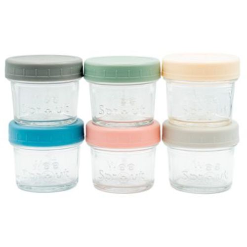 Weesprout Glass Baby Food Storage Jars W/ Lids - 4oz, 6 Pack Set
