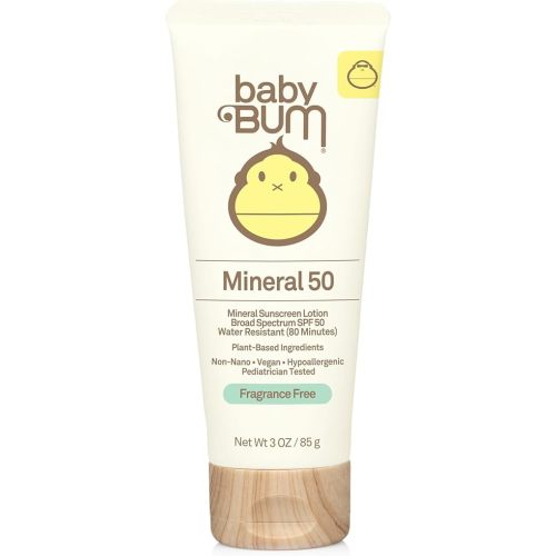 Sun Bum Baby Bum SPF 50 Sunscreen Lotion with Mineral UVA/UVB Face and Body Protection for Sensitive Skin - Fragrance Free - Travel Size - 3 FL OZ